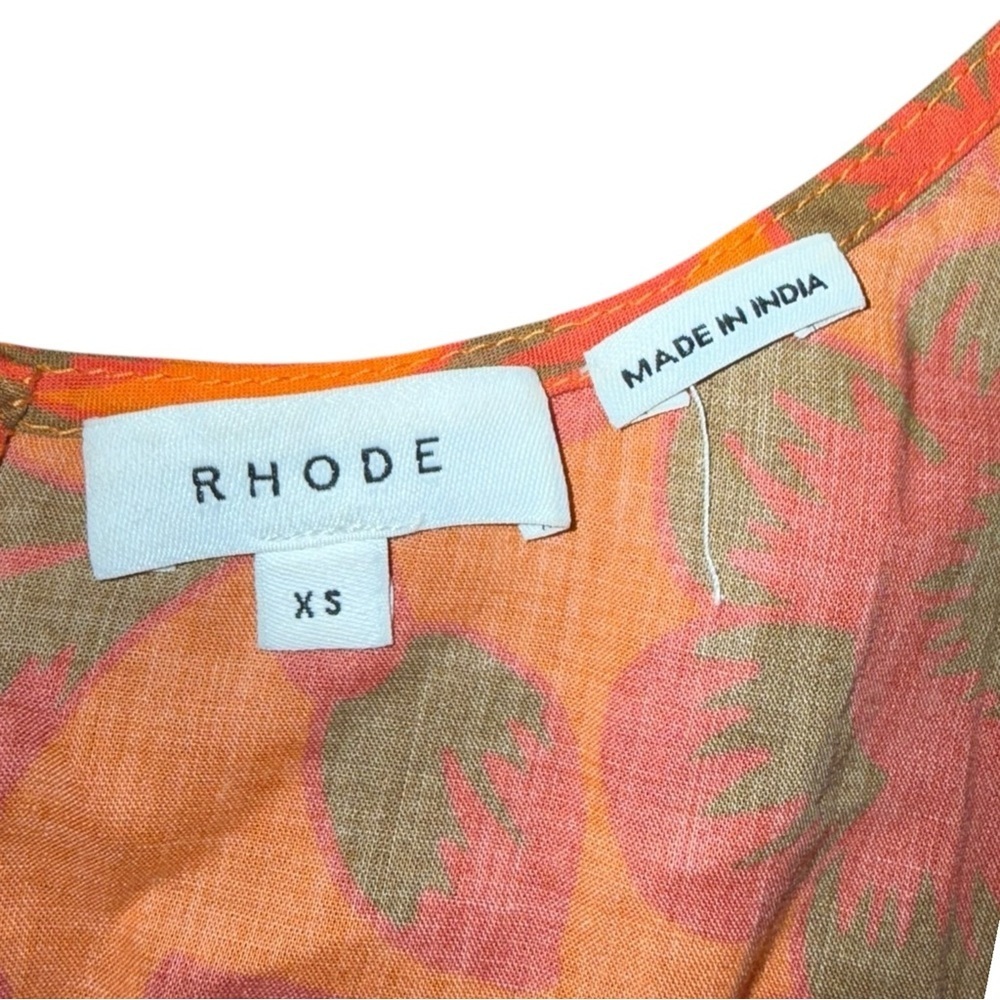 Rhode Tilda Orange Floral Mini Dress with Ruffle Women's Size XS - Picture 8 of 10